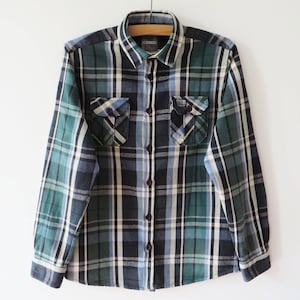 Camisa de trabajo a cuadros para hombre, camisa verde gris a cuadros, camisa Oxford grunge, camisa hipster a cuadros, camisa de manga larga, estilo leñador indie, talla mediana