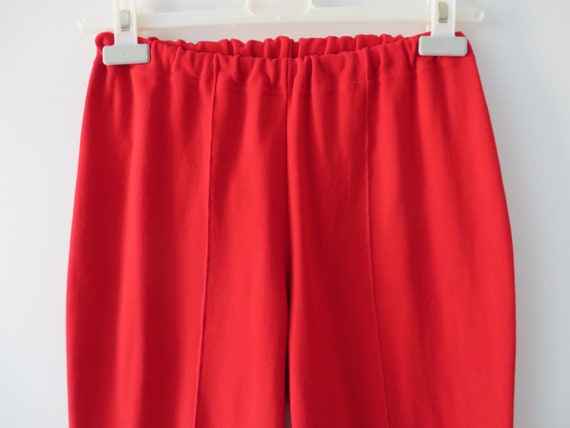 Vintage 70s Hot Red Stretch Stirrup Pants High Wa… - image 2