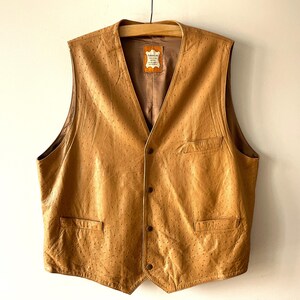 Camel brown lather vest, Men&#39;s genuine leather biker rocker waistcoat, Steampunk gentlemen&#39;s boho vest, motorcycle leather fetish, xl large