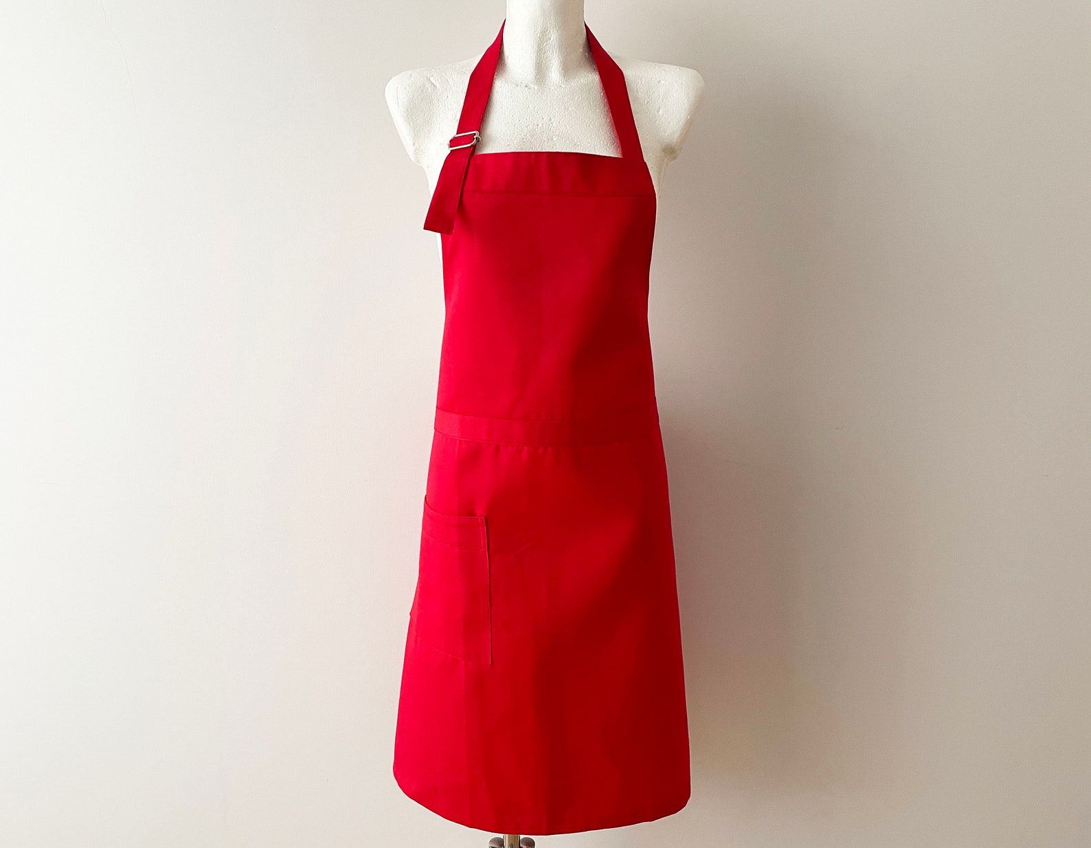 Red Apron with Pocket Chef Apron with Straps Crafting Apron Etsy