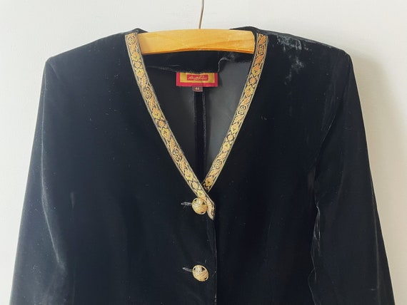 Black velvet blazer, women's formal jacket with m… - image 4