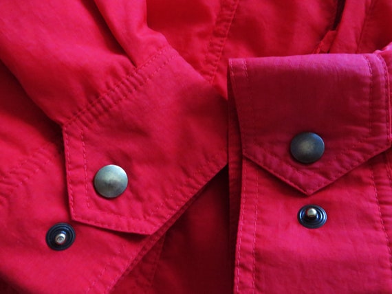 Vintage 80s Long Parka Jacket Hot Red KLEPPER Plu… - image 7