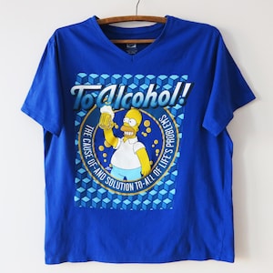 Homer Simpson Shirt Royal Blue Shirt Beer Lover Shirt Matt Groening Shirt The Simpsons Tee Shirt Collectibles Shirt Cartoon T Size XXL Large