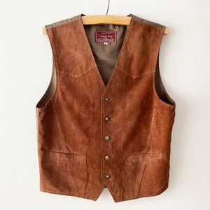 Camel brown leather vest, Men&#39;s suede waistcoat, Biker genuine leather vest, Steampunk  gentlemen&#39;s boho, leather fetish, small