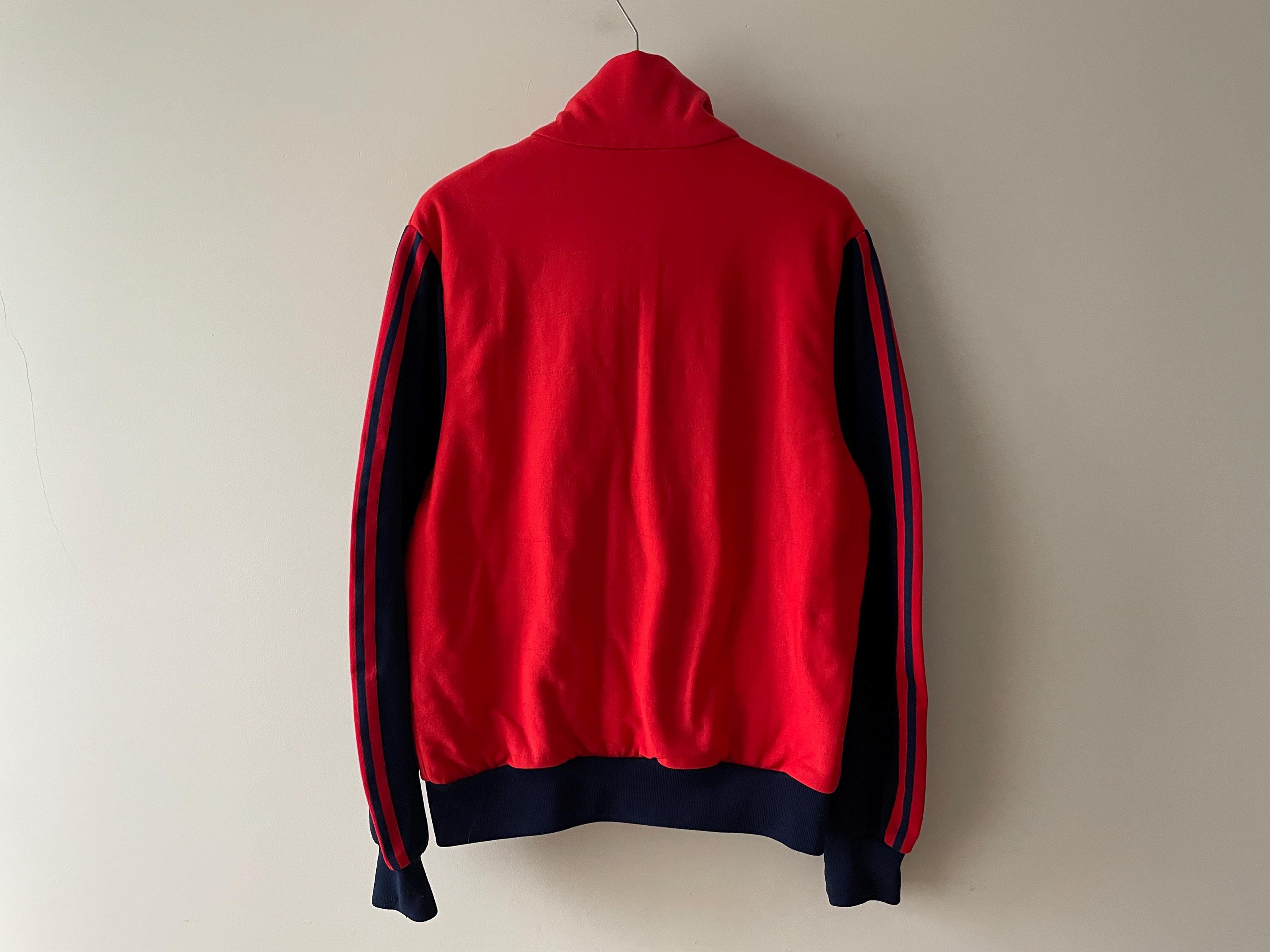 Vintage Adidas Track Jacket Red & Navy, 80s 90s Retro Sportswear 