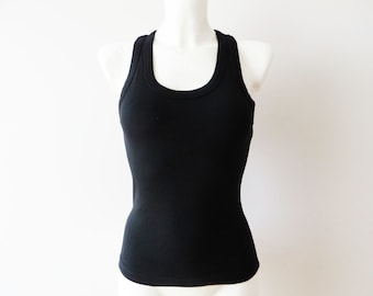 Black Tank Top Cotton Undershirt Vintage 90s Shirt Sleeveless Top Old School Sporty Athletic Top Summer T Shirt Singlet Size S / L / XL