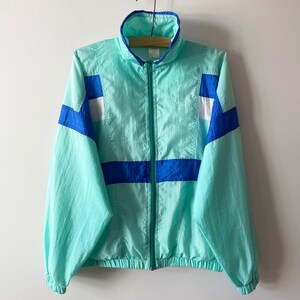 ヴィンテージ80年代ナイロントラックジャケット：ミントグリーンカラー