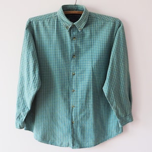 Camisa de algodón a cuadros vintage para hombre, estilo Oxford grunge, de manga larga, estilo hipster, estilo leñador, talla grande