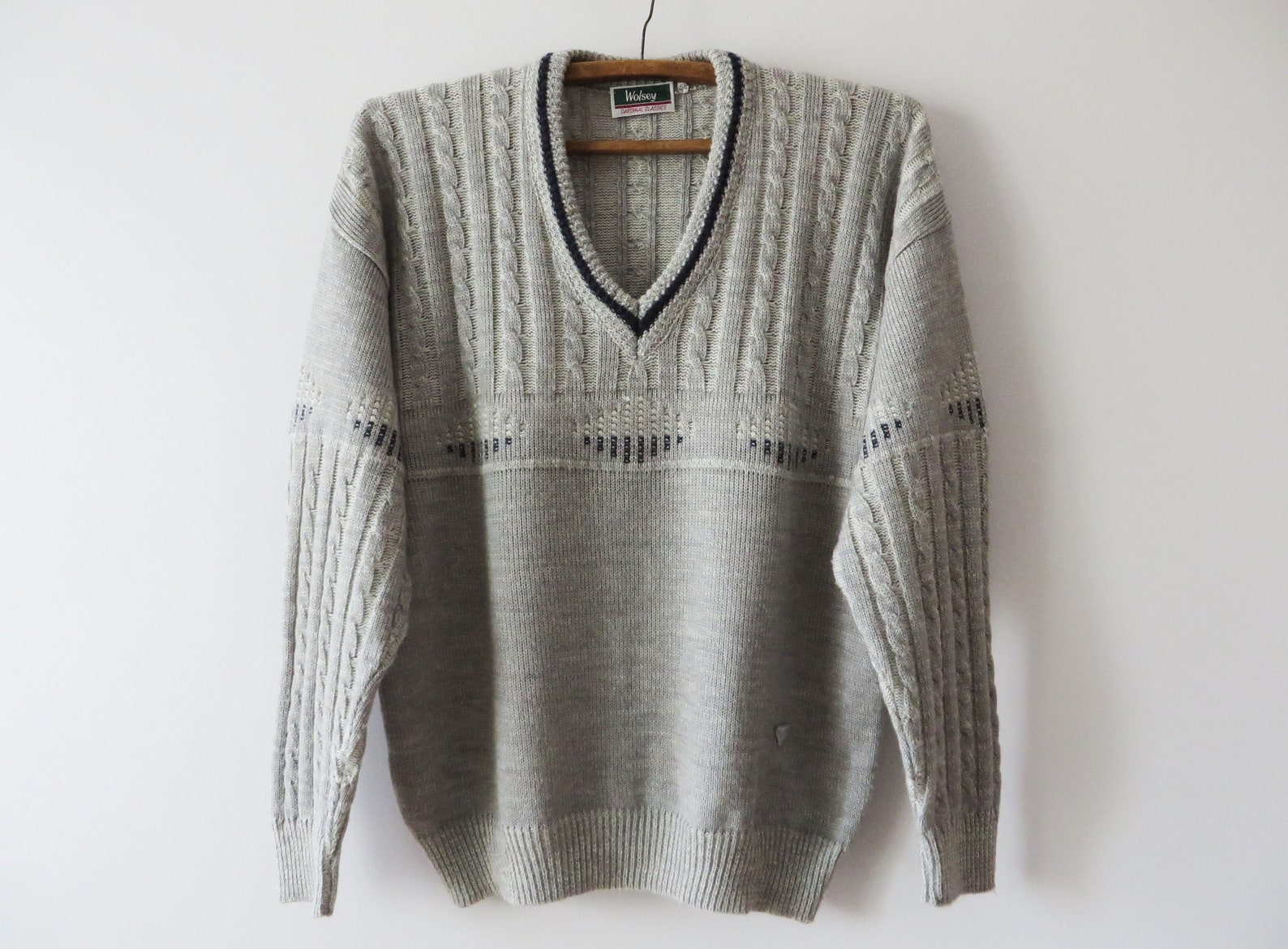 90s Men Grunge Sweater Knit Wool blend Slouchy V Neck | Etsy
