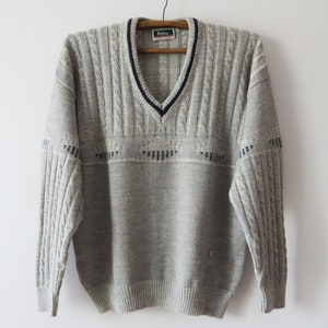 Suéter grunge de los años 90 para hombre, jersey holgado de mezcla de lana con cuello en V, suéter cálido de invierno, suéter Cosby de punto, hecho en Italia, regalo para él, tamaño grande