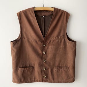 Chaleco marrón vintage para hombre: chaleco clásico de caballero, talla XL