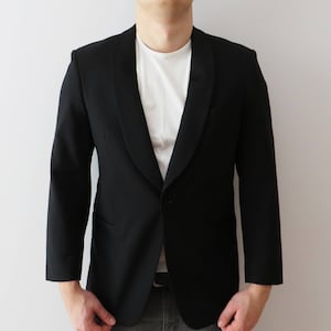 Vintage Tuxedo Jacket Mens Dinner Jacket Satin Shawl Lapels 80s Tux Jacket Mens Dress Jacket Formal Wear Prom Jacket Party Jacket Men Large