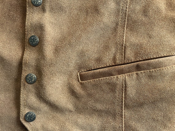 Men's suede vest, beige genuine leather biker wai… - image 7