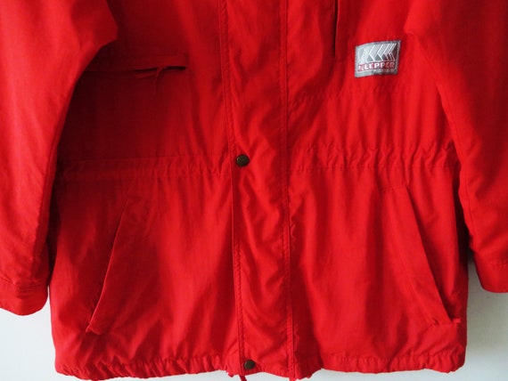 Vintage 80s Long Parka Jacket Hot Red KLEPPER Plu… - image 2