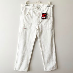 90s White men pants, NOS work trousers, Cotton canvas summer pants, factory workwear, button fly chore pants dead stock, gift for him, large