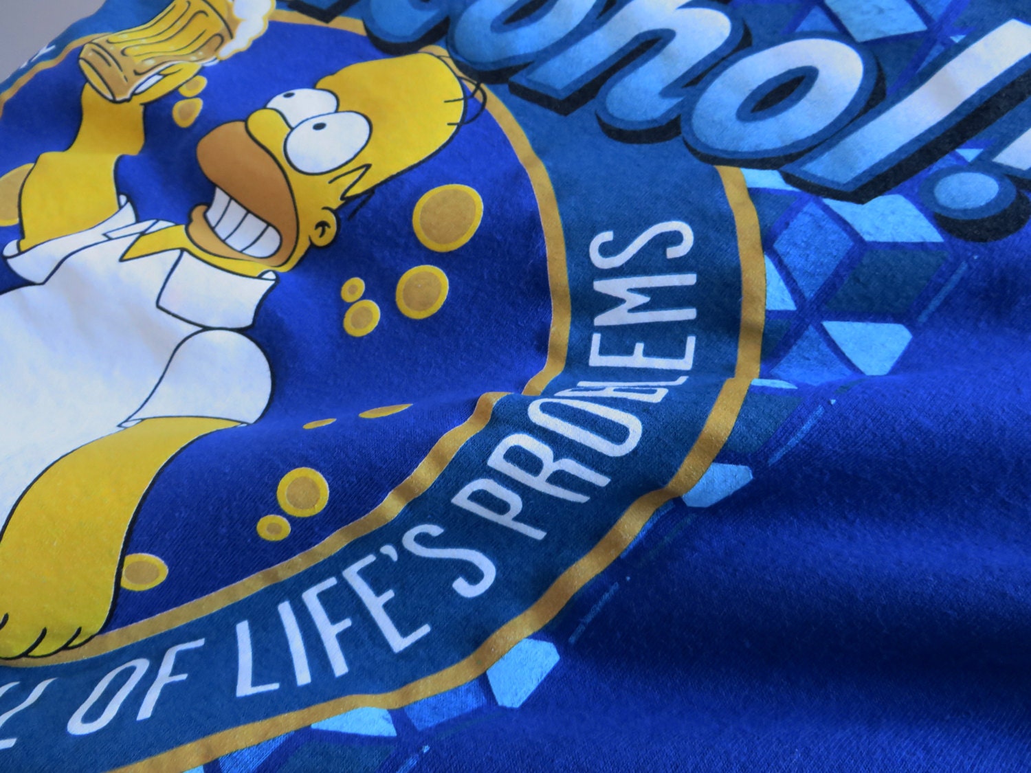 ヴィンテージ ホーマー・シンプソン Tシャツ：ロイヤルブルー ビール 