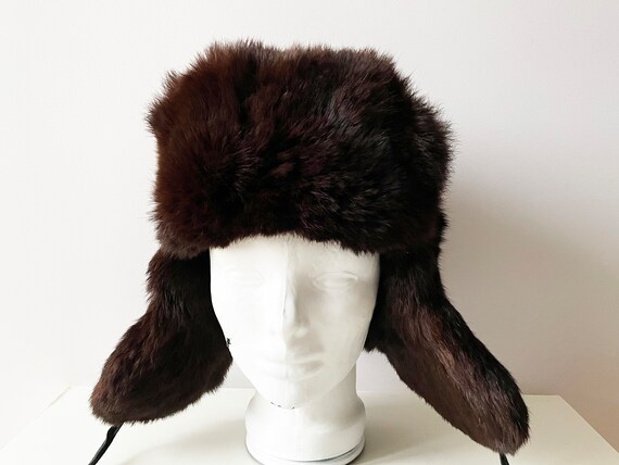 Rabbit fur Ushanka hat, ear flaps trapper trooper… - image 2