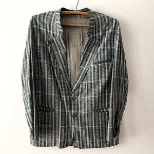 Men&#39;s loden blazer, plaid Austrian trachten sport coat, traditional Bawarian jacket, Austria Tyrolean sounds of music, Octoberfest, large
