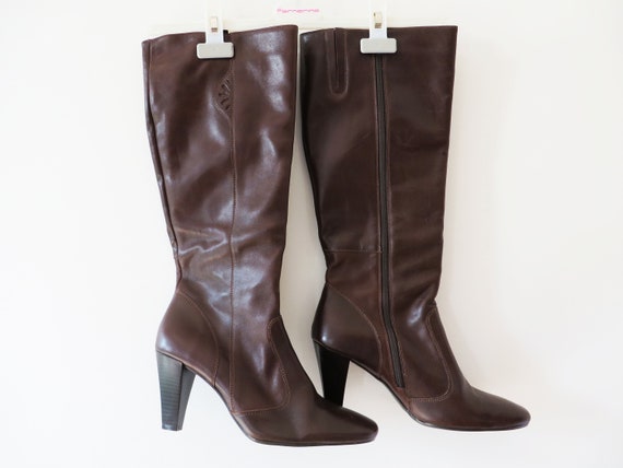 genuine leather high heel boots