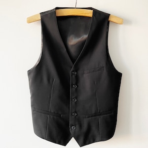 Vintage Black Steampunk Waistcoat: Men&#39;s Formal Vest, Size Medium