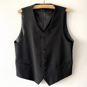 Striped men&#39;s vest, black formal waistcoat, men Steampunk vest, wedding groom, gentlemen&#39;s vest, men office wear, gift idea, size large vest