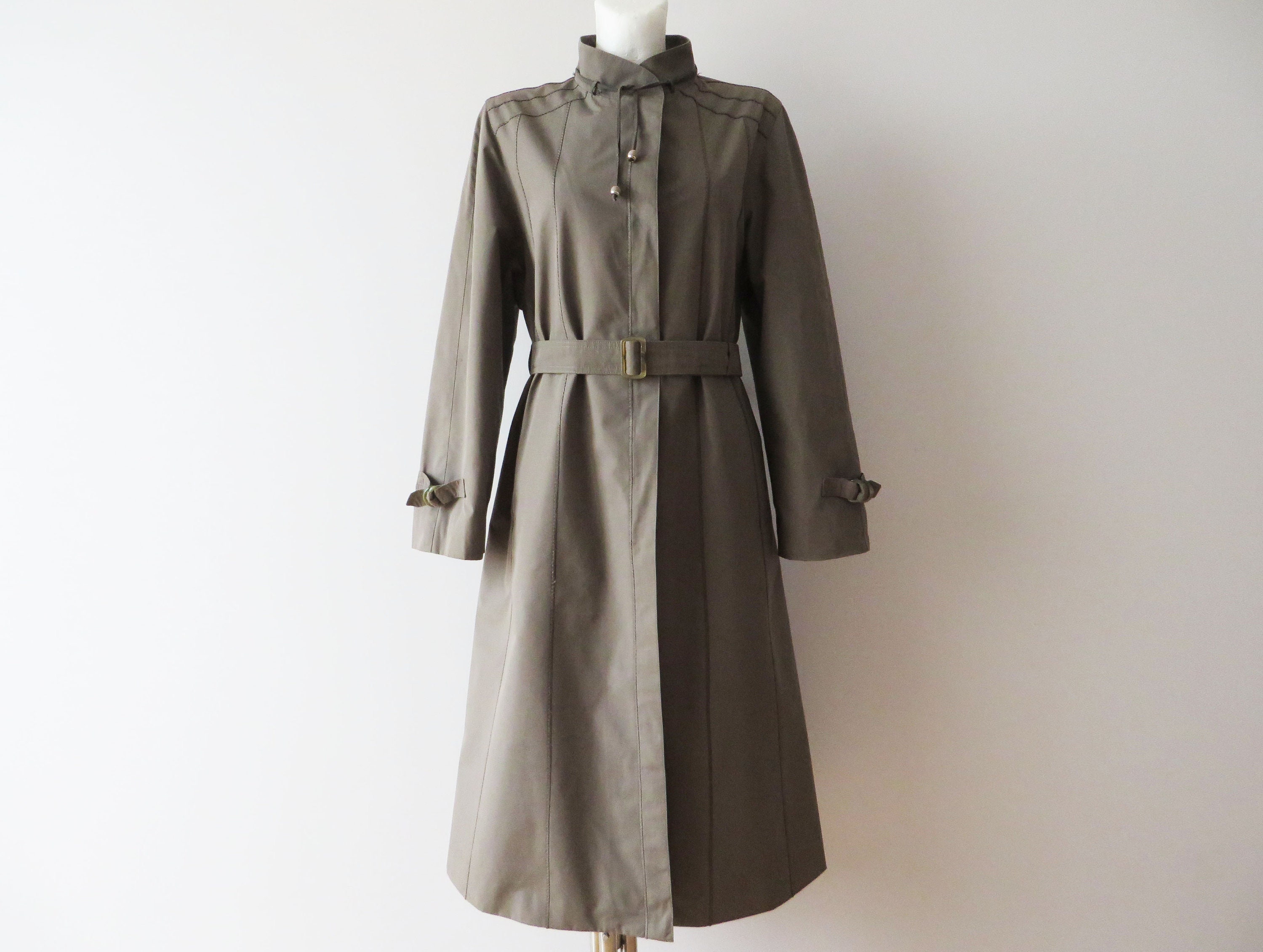 80s Gray Trench Coat Belted Women Trenchcoat 1980s Lined Preppy Raincoat Feminine Spring Overcoat Bartsons Trench Gift for Her Size Small Etsy