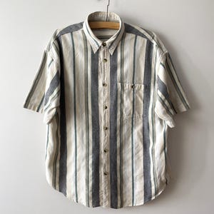 80s Striped Bohemian Shirt: Vintage Cotton Surfer Top, XL