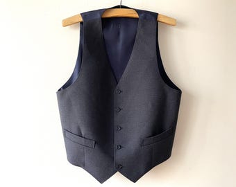 Vintage Gray Formal Vest: Steampunk Wedding Waistcoat, Men's Medium