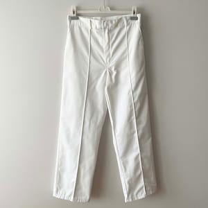 90s White Cotton Blend Work Trousers: Vintage Deadstock Pants (32&quot; Waist)
