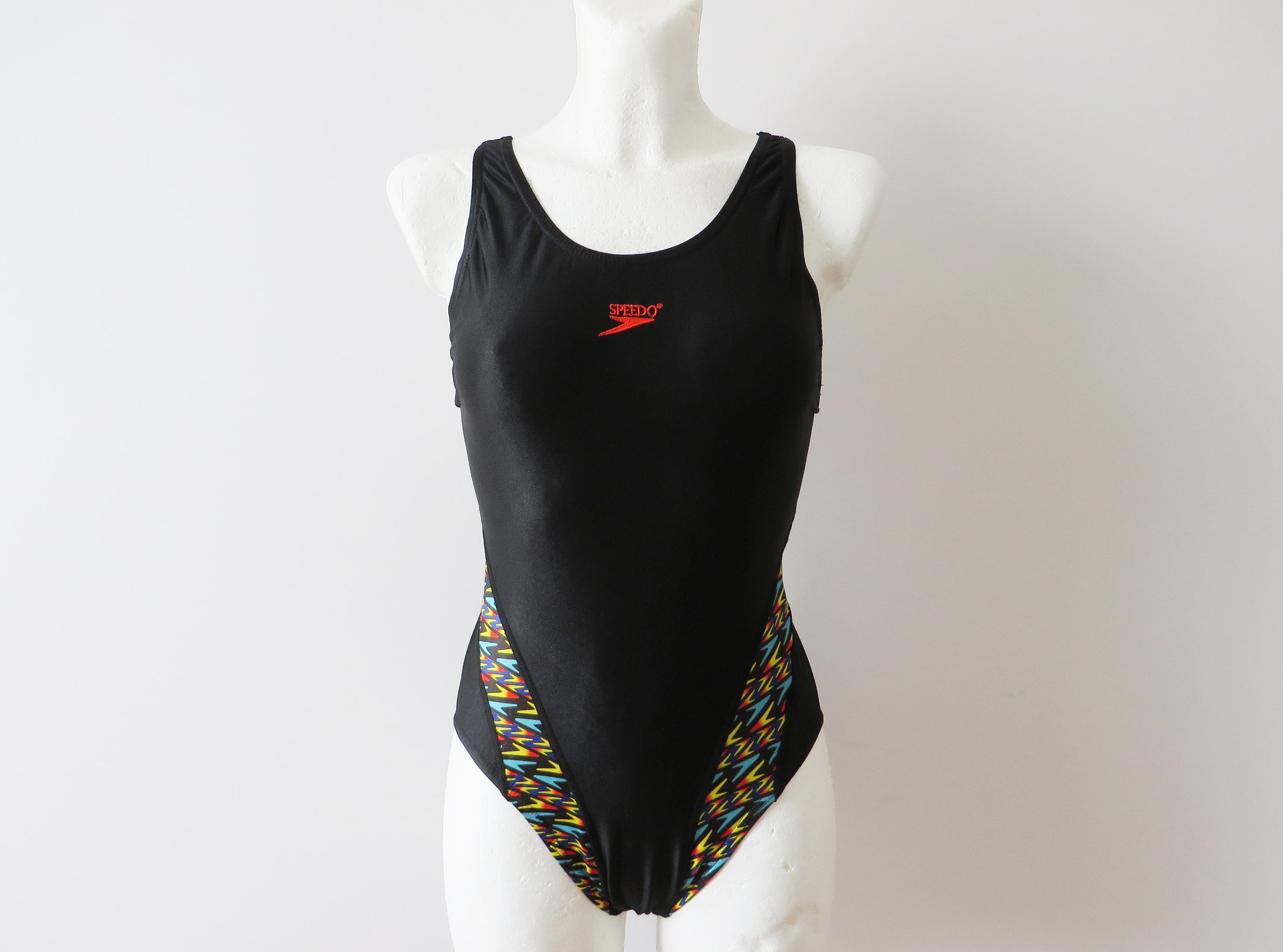 90年代ヴィンテージ SPEEDO 水着：ブラックカラーブロックワンピース