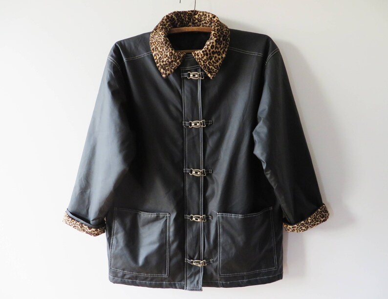 Vegan Leather Jacket Black Women Parka Coat Faux Fur Collar Metal Hooks Closure Camping Gift For Her Large Size - Womens Black Leather Jacket With Faux Fur Collar Vegan Leather Jacket Black Women Parka Coat Faux Fur Collar Metal Hooks Closure Camping Gift For Her Large Size - Womens Black Leather Jacket With Faux Fur Collar