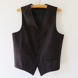 Plaid Men Vest Formal Cotton Waistcoat Steampunk Vest Gentlemen&#39;s Edwardian Victorian Men&#39;s Dress Up Clothes Gift for Him Size Large