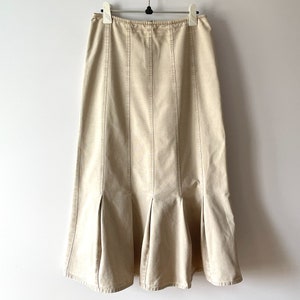 Beige cotton skirt, women&#39;s sand brown skirt, Bohemian summer festival skirt, grunge skirt, gift idea for her, size medium