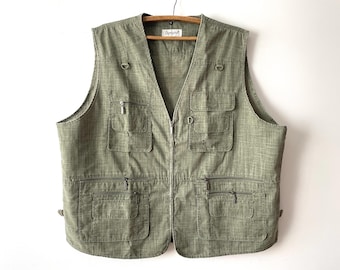 Workwear Utility Vest, Khaki Outdoor Vest, Classic Minimalist Workwear Waistcoat with Pockets, 6XL