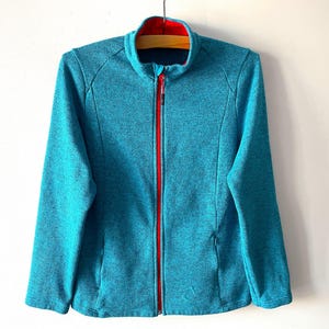 Turquoise blue sport jacket, zipped workout jacket, activewear tracksuit, lightweight sports running jacket, size medium jacket