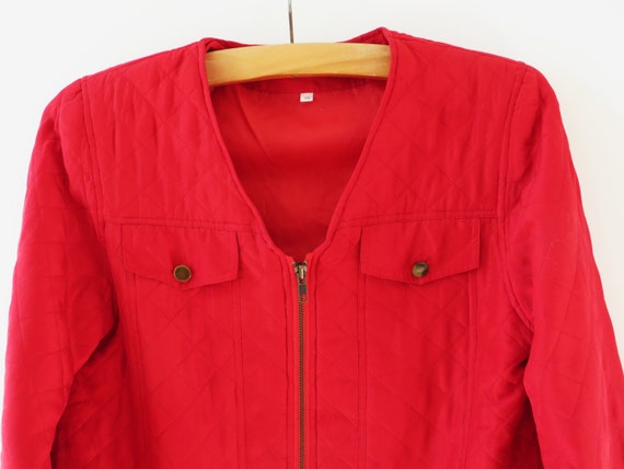 Red Silk Jacket Red Quilted Jacket Silk Women Jac… - image 2