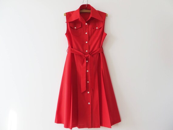 red button up dress
