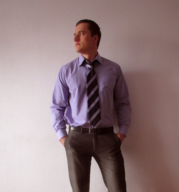 men's lavender dress shirt for wedding Men's Premium Modern Fit Lilac-Lavender Dress Shirt