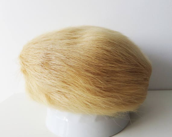 Vintage 80s Blonde Real Fur Ladies Hat Genuine Fur