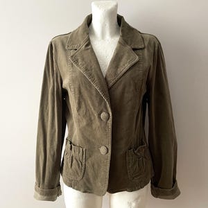 Khaki beige blazer, fitted Women's formal microcorduroy jacket, lightweight cotton blazer, gift idea for women, women office wear, medium
