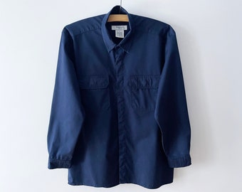 Canvas work jacket, Navy blue cotton workwear, Men's work clothes, workers jacket, artist wear, blue chore jacket, utility jacket, large