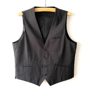 Black striped men&#39;s vest, Steampunk waistcoat, formal men vest, gentlemen&#39;s vest, men office wear, gift idea for him, size large vest