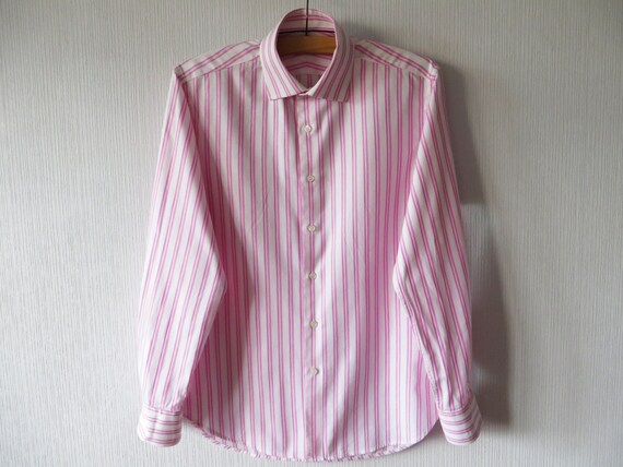 mens pink striped dress shirt