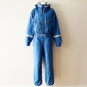 90s Blue ski suit, One piece snowsuit, hipster snow pants, all in one suit, winter wear snow gear snowboard suit jumpsuit, medium to large