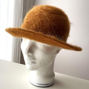 80s Brown mohair wool fedora hat, Women's fuzzy winter fedora, Sunday church hat, wool ladies winter hat, formal hat, gift idea for her