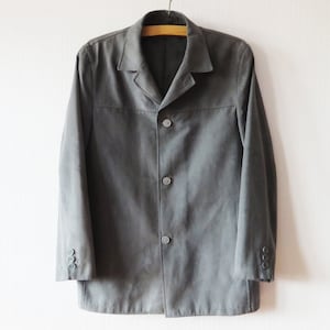 Vintage Faux Suede Gray Jacket: Men&#39;s Short Trench Coat, Size Medium