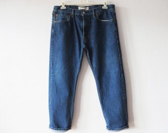 Levi's 505 Jeans, Herren-Vintage-Jeans, dunkelblaue Jeans, marineblaue Denim-Jeans, Reißverschluss, gerade Levi-Strauss-Jeans, Taille 38, Länge 30