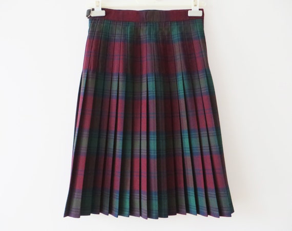 Vintage 80s Women Wrap Skirt Tartan Skirt Wool bl… - image 3