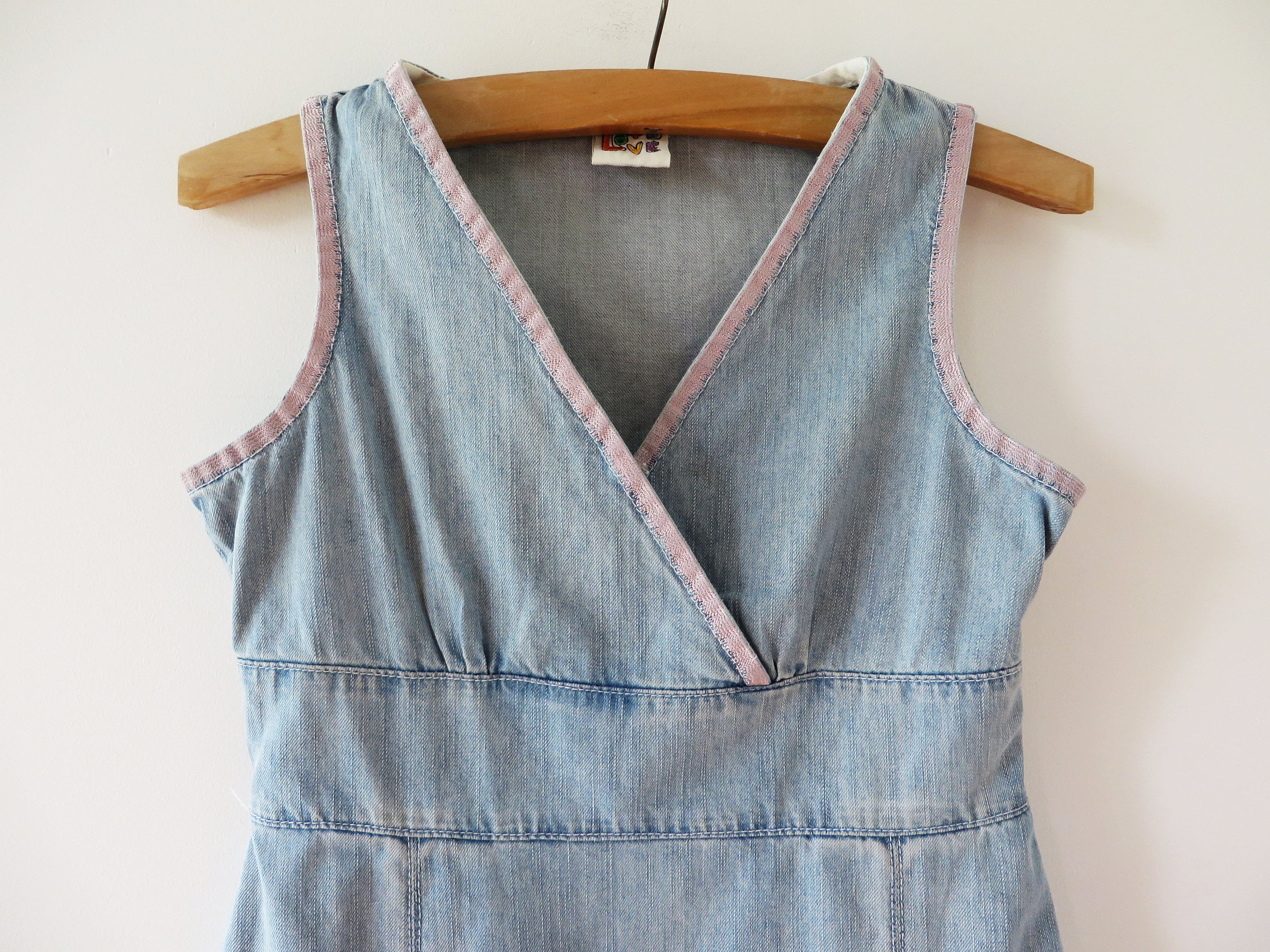 Denim Dress Cotton Jumper Dress Empire Waist Sleeve Less Denim Etsy