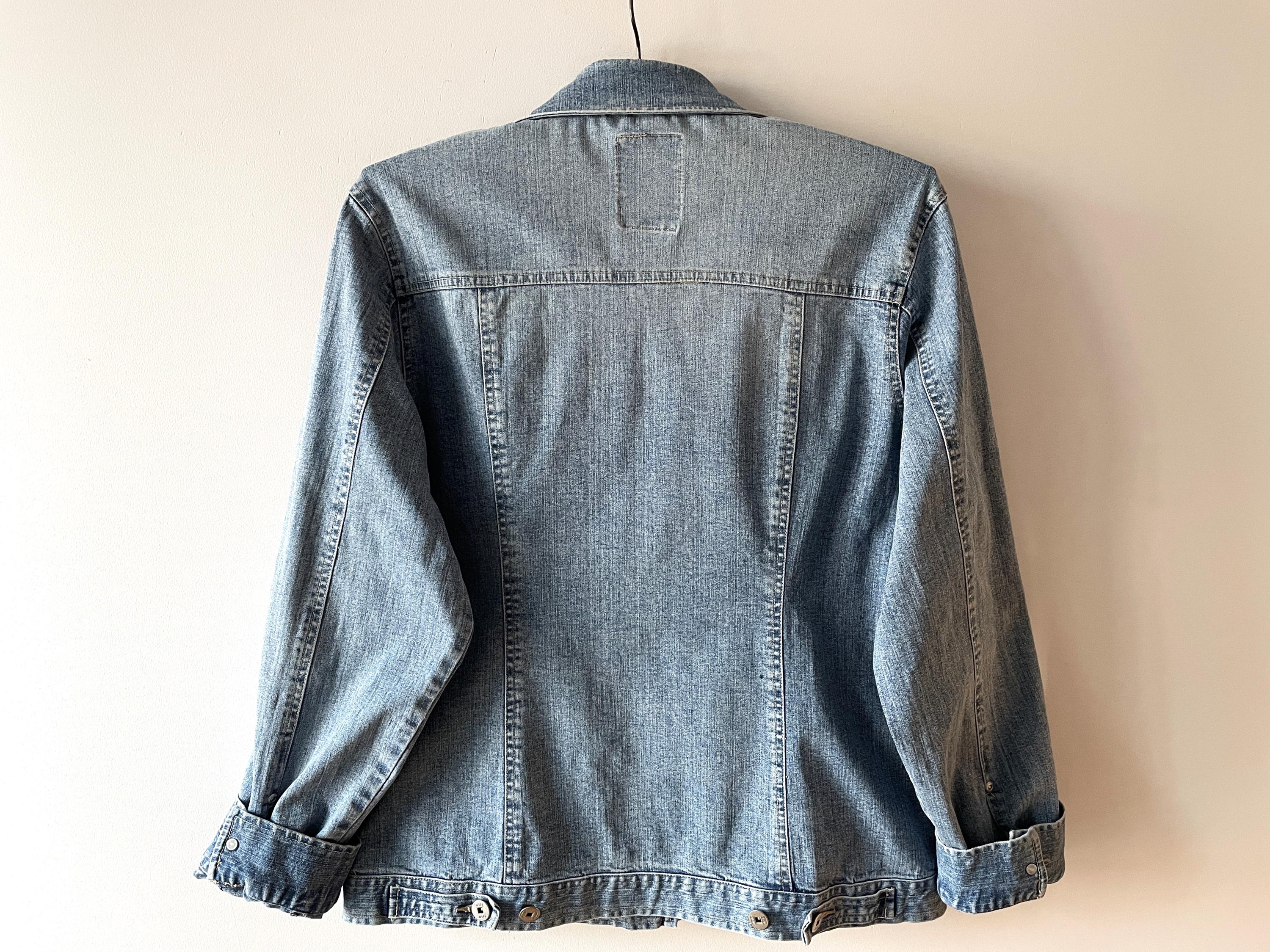 ヴィンテージ クロップド デニム ジャケット：ライトブルー ボンバー